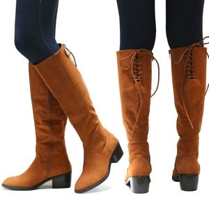 New Chestnut Back Lace Western Riding Boots